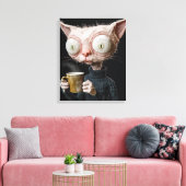 Katzenansicht mit Tasse Leinwanddruck (Insitu (Wohnzimmer))