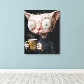 Katzenansicht mit Tasse Leinwanddruck (Insitu (Holzboden))