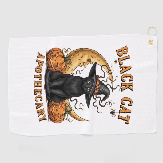 Katzenapothecary - Halloween Witchy Moon & Pum Golfhandtuch (Horizontal)