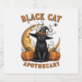 Katzenapothecary - Halloween Witchy Moon & Pum Schaumweinetikett (Einzelnes Label)