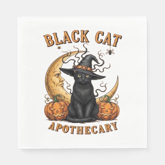 Katzenapothecary - Halloween Witchy Moon & Pum Serviette (Vorderseite)
