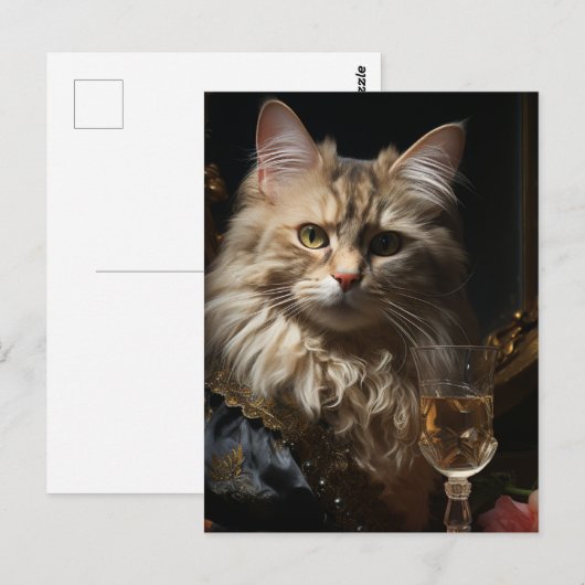 Katzenart mit Champagner Postkarte (Vorne/Hinten)