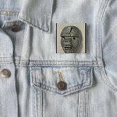 Katzenartige Maske eines Mannes, von Oaxaca, Button (Beispiel)