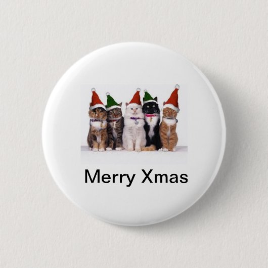 Katzenartiges Weihnachten Button (Vorderseite)