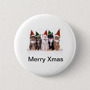 Katzenartiges Weihnachten Button