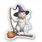 Katzenassistent Halloween Hexenkatzen - Katzenlieb Aufkleber (Vorderseite)
