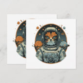 Katzenastronaut auf Asteroiden Einladung (Vorne/Hinten)