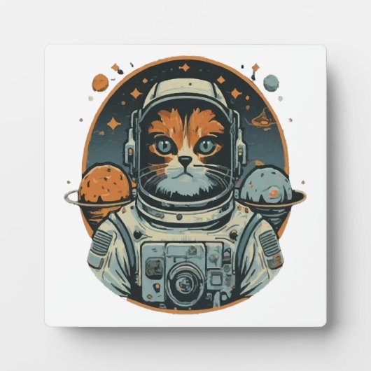 Katzenastronaut auf Asteroiden Fotoplatte (Vorderseite)