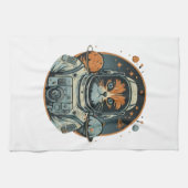 Katzenastronaut auf Asteroiden Geschirrtuch (Horizontal)