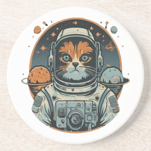 Katzenastronaut auf Asteroiden Getränkeuntersetzer (Vorne)