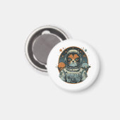 Katzenastronaut auf Asteroiden Magnet (Vorderseite/Rückseite)