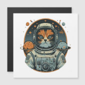 Katzenastronaut auf Asteroiden Magnetkarte (Vorne/Hinten)