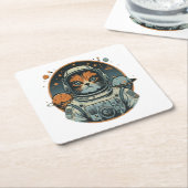Katzenastronaut auf Asteroiden Rechteckiger Pappuntersetzer (angewinkelt)
