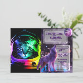 Katzenastronaut Einladung (Stehend Vorderseite)