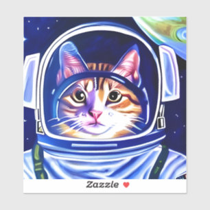 Katzenastronaut im Weltraum Aufkleber