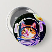 Katzenastronaut im Weltraum Button (Vorne & Hinten)