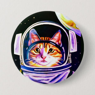 Katzenastronaut im Weltraum Button