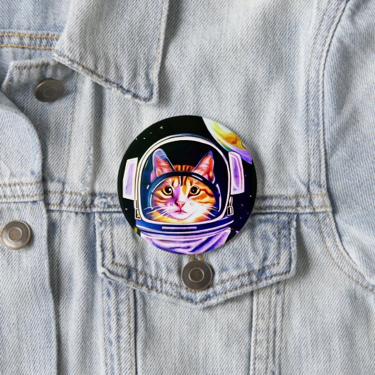 Katzenastronaut im Weltraum Button (Beispiel)