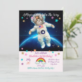 Katzenastronaut im Weltraum Einladung (Stehend Vorderseite)