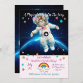 Katzenastronaut im Weltraum Einladung (Vorne/Hinten)