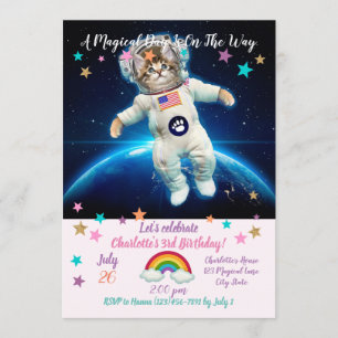 Katzenastronaut im Weltraum Einladung