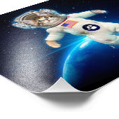 Katzenastronaut im Weltraum Fotodruck (Ecke)