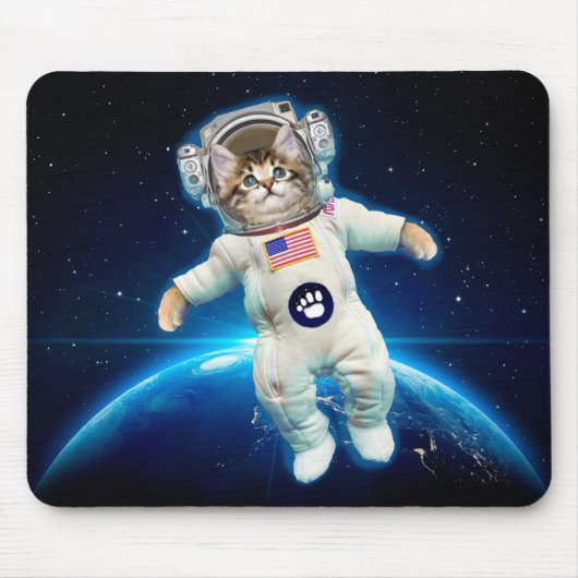 Katzenastronaut im Weltraum Mousepad (Vorne)