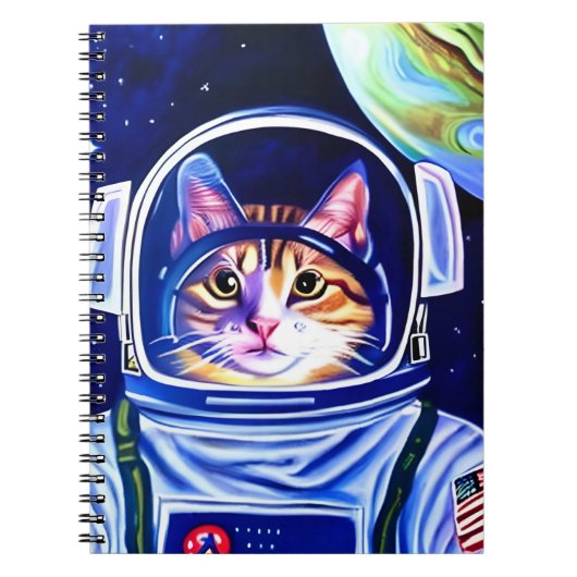 Katzenastronaut im Weltraum Notizblock (Vorderseite)