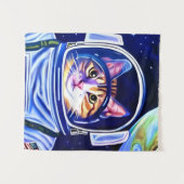 Katzenastronaut im Weltraum Wandteppich (Vorderseite (Horizontal))