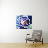 Katzenastronaut im Weltraum Wandteppich (Beispiel (Horizontal))