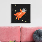 Katzenastronaut in einem orangefarbenen Raumanzug Leinwanddruck (Insitu (Wohnzimmer))