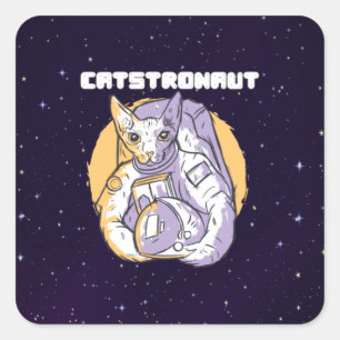 Katzenastronaut Katze Kosmonaut Quadratischer Aufkleber