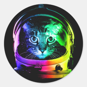 Katzenastronaut Runder Aufkleber