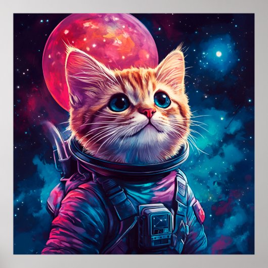 Katzenastronautenraum Poster (Vorne)