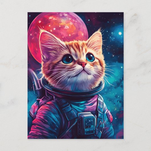Katzenastronautenraum Postkarte (Vorderseite)