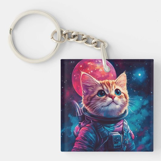 Katzenastronautenraum Schlüsselanhänger (Vorderseite)