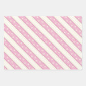 Katzenaufdruck auf rosa und antike weiße Streifen Geschenkpapier Set (Vorderseite 3)