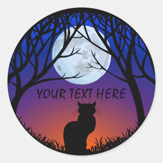 Katzenaufkleber Personalisierte schwarze Katzenauf Runder Aufkleber (Vorderseite)