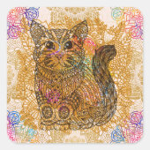 Katzenaufkleber Quadratischer Aufkleber (Vorderseite)
