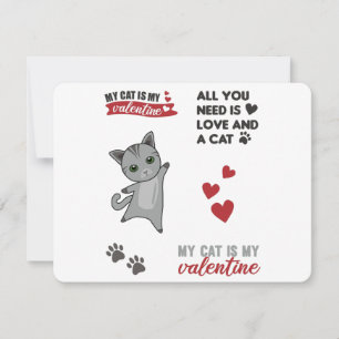 Katzenaufkleber Set Meine Katze ist mein Valentine Feiertagskarte