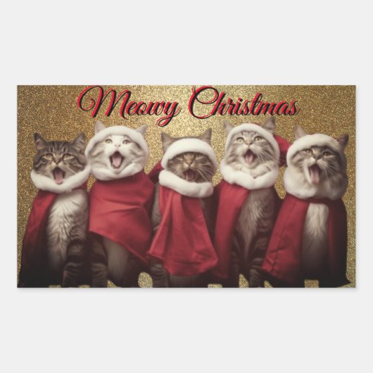 Katzenaufkleber singen rechteckiger aufkleber (Vorderseite)