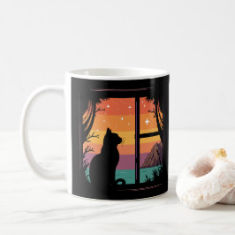 Katzenaufsatz Silhouette Retro Sunset Kaffeetasse