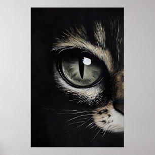 Katzenauge dunkler Druck, Auge schwarze Katze goth Poster