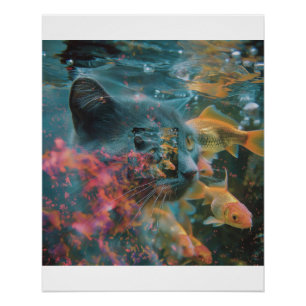 Katzenauge Unterwasser-Goldfisch-Ansicht Poster
