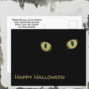 Katzenaugen Frohes Halloween Schwarz Feiertagspostkarte