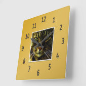Katzenaugen Hypnotisierung Golden Gerahmtes Foto Quadratische Wanduhr (Winkel)