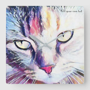 Katzenaugen-Kunstuhr Quadratische Wanduhr