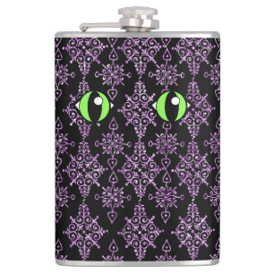 Katzenaugen Lila Damast Vinyl umhüllte Flasche Flachmann