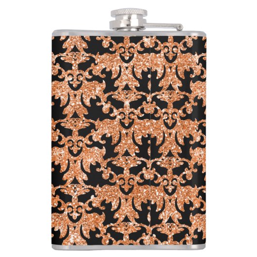 Katzenaugen, Orange Damask Vinyl Wrapped Flask Flachmann (Rückseite)