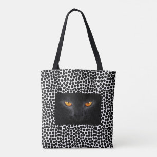 Katzenaugen schwarz-weißer Polka Dot Totbeutel Tasche